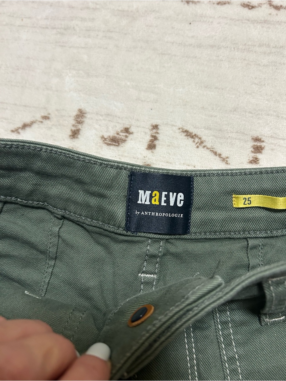 Maeve Anthropologie Olive Wide Leg Utility Carpenter Pants 25 Old Money Luxury - Picture 8 of 14